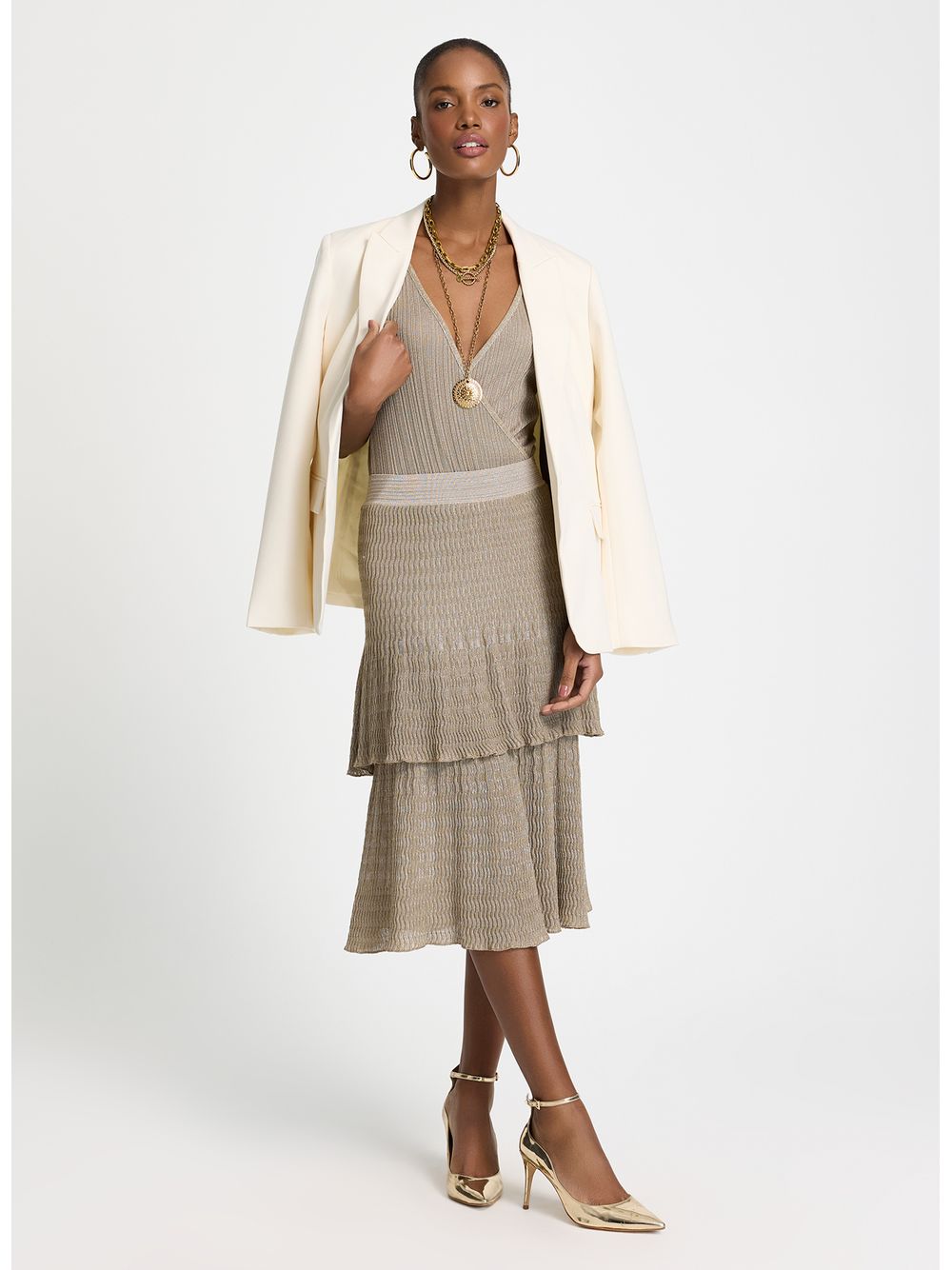 Le Lis — Saia Le Lis Bru Midi Tricot Feminina