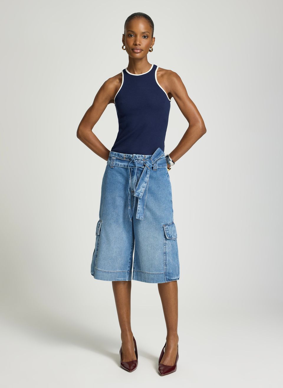 Bermuda Jeans Cargo Le Lis Renata Feminina